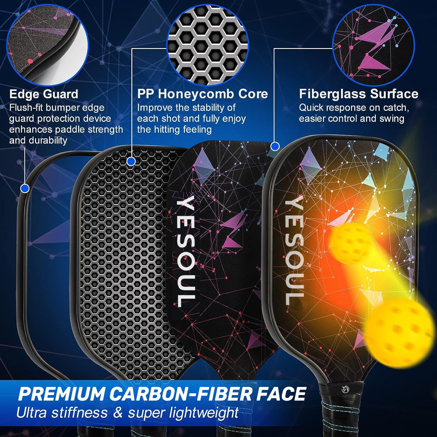 Yesoul Carbon Fiber Pickleball Set