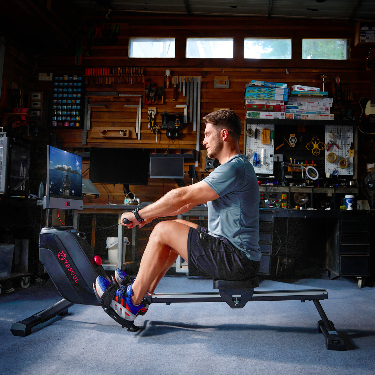 Gisolo Rowing Machine Yesoul Rowing Machine: Foldable Water Row with Screen – R1M Plus