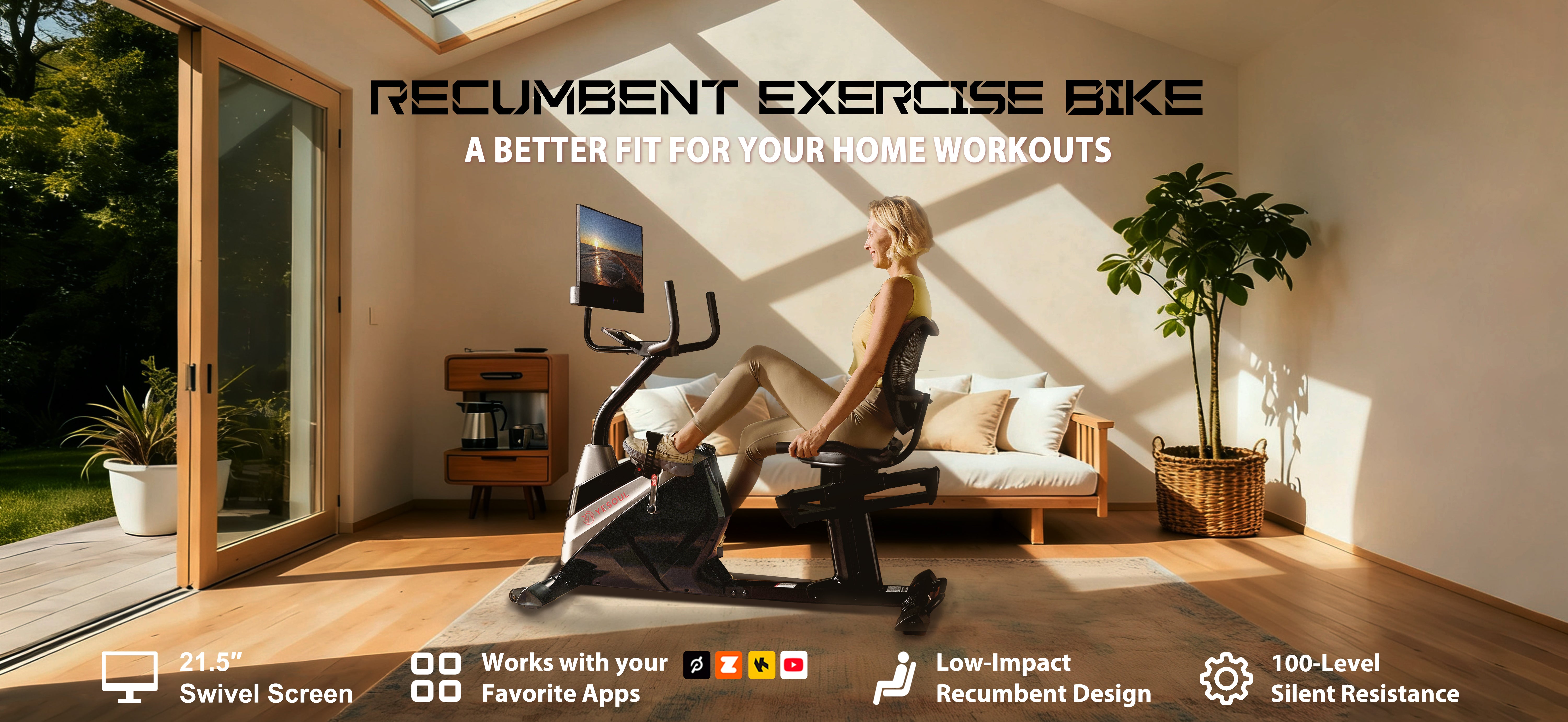 Yesoul J1M Plus: Recumbent Bike with Screen for Joint Pain Relief