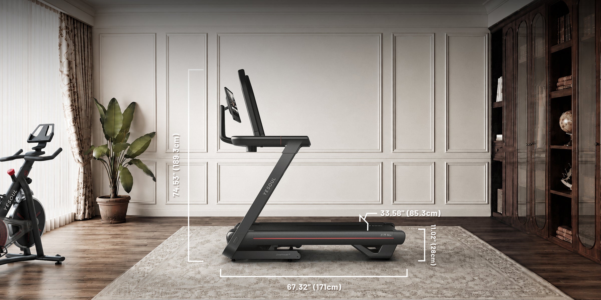 YESOUL T5 treadmill flat in a garage