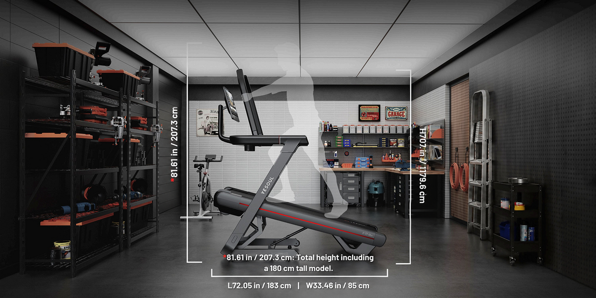 YESOUL T5 treadmill inclined in a living room