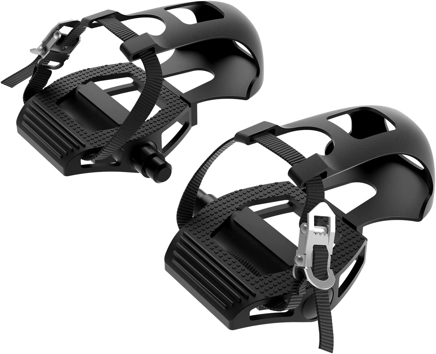 Adjustable Pedal Adapter Metal Pedals Toe Clips Cage With Straps For Peloton Spin Bike And